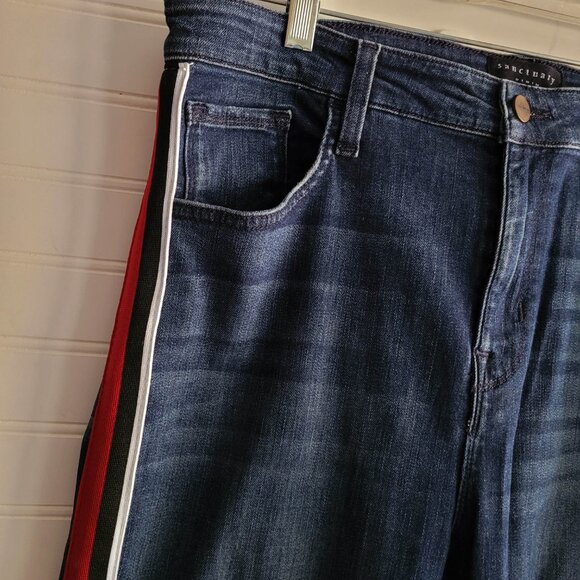 Sanctuary Jeans Size 32/14 Blue Modern Straight Crop High Rise Tuxedo Stripe - Picture 2 of 13